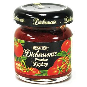 Dickinson's® Premium Ketchup F01-0138500-3100-1.4 oz. glass jar.