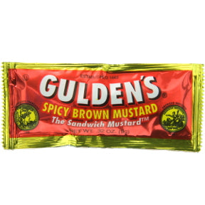 Gulden's Spicy Brown Mustard F01-0200501-1100 - 9 gram packet spicy brown mustard, individual size. 100% Natural.