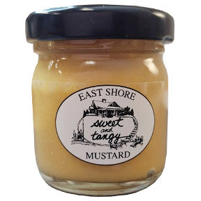 East Shore Mustard - Sweet & Tangy F01-0268701-3100 - 1.4 oz glass jar sweet and tangy mustard. A convenient travel size for on the go.