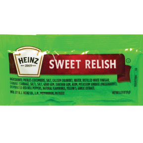Heinz® Sweet Relish F01-0300100-1100 - 9 g. single serving packet.