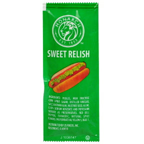 Monarch® Sweet Relish F01-0387101-1100-9 g. individual package.