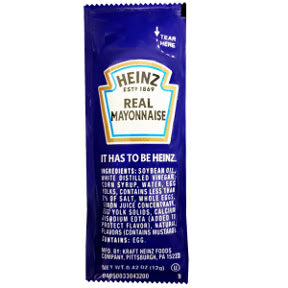 Heinz Real Mayonnaise F01-0400100-1101 - 12 g. single serving packet.