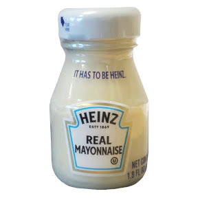 Heinz Mayonnaise (Bottle) F01-0400100-3100 -1.8 fl oz mayonnaise in glass bottle. A convenient travel size for on the go.