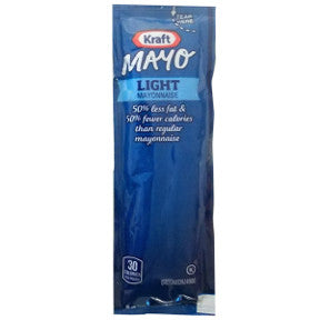 Kraft Lite Mayonnaise F01-0400301-1100 - 7/16 oz light mayonnaise packet, individual size. Half the calories and fat of mayonnaise.