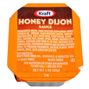 Kraft® Honey Dijon Sauce Dipping Cup F01-0400320-2100-1 oz. individual serving size, sealed cup.