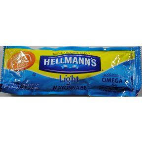 Hellmann's Light Mayonnaise 7/16 oz F01-0400901-1000 - 7/16 oz light mayonnaise packet, individual size.