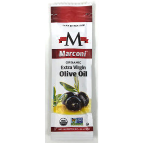 Marconi Organic Extra Virgin Olive Oil - packet F01-0851202-1100 - 1/2 oz Organic Extra Virgin Olive Oil in individual size packet.