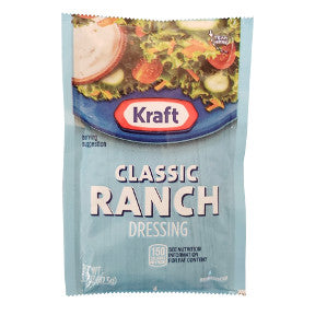 Kraft Ranch Dressing (1.5 oz pouch) F02-0000304-1300 - 1.5 oz ranch flavor salad dressing in individually sealed single serving pouch.