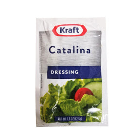 Kraft Catalina Dressing F02-0000309-1300 - 1.5 oz catalina flavor salad dressing in individually sealed single serving pouch. O grams trans fat per serving.