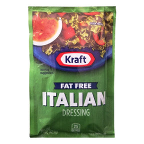 Kraft Fat Free Italian Dressing F02-0000336-1200 - 1.5 oz fat free italian flavor salad dressing in individual serving size pouch.