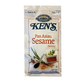 Ken's® Pan Asian Sesame Dressing F02-0002209-1300-1.5 oz Pan Asian Sesame flavor salad dressing in individually sealed single serving pouch. A convenient travel size for on the go.