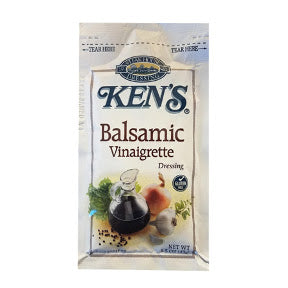 Ken's® Balsamic Vinaigrette Dressing F02-0002212-1300-1.5 oz Balsamic Vinaigrette flavor salad dressing in individually sealed single serving pouch. A convenient travel size for on the go.
