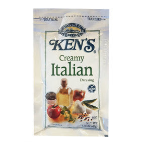 Ken's® Creamy Italian Dressing F02-0002223-1300-1.5 oz Creamy Italian flavor salad dressing in individually sealed single serving pouch. A convenient travel size for on the go.