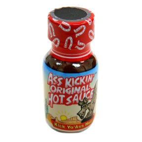 Ass Kickin' Original Hot Sauce F03-0340101-3100 - 0.75 oz hot sauce in plastic bottle. A convenient travel size for on the go.