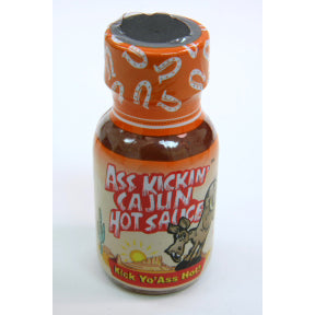 Ass Kickin' Cajun Hot Sauce F03-0340102-3100 - 0.75 oz cajun hot sauce in plastic bottle. A convenient travel size for on the go.