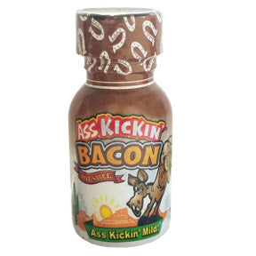 Ass Kickin'® Bacon Hot Sauce F03-0340105-3100-0.75 oz hot sauce in plastic bottle.
