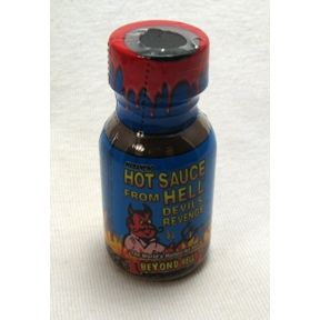 Ass Kickin' Devil's Revenge Hot Sauce F03-0340112-3100 - 0.75 oz hot sauce in plastic bottle. A convenient travel size for on the go.