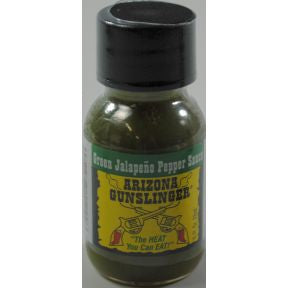 Arizona Gunslinger Green Jalapeno Pepper Sauce F03-3772806-3100 - 3/4 oz plastic bottle.
