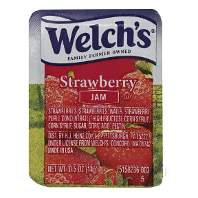 Welch's® Strawberry Jam Cup, F04-0004832-0100, .5 oz cup. Strawberry jam individual size cup.