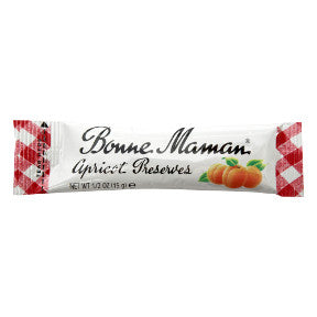 Bonne Maman Apricot Preserves - packet F04-0044428-1100 - 0.5 oz apricot preserves in individual size packet. A convenient travel size for on the go.