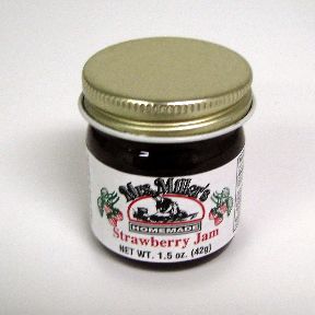 Mrs. Miller's Homemade Strawberry Jam F04-0070303-3200 - 1.5 oz strawberry jam in glass jar. A convenient travel size for on the go.