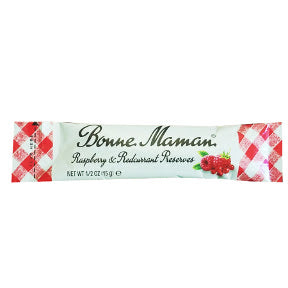 Bonne Maman Raspberry Mix Preserves Packet F04-1044430-1100 - 0.5 oz in individually sealed squeeze packet.