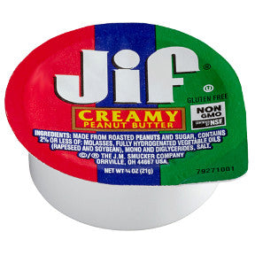 Jif® Creamy Peanut Butter Cup F06-0184900-2200-1.1 oz travel size cup. Gluten Free.