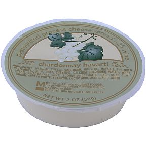 Cheese Spread with Wine - Chardonnay Havarti F06-1067504-2400 - 2 oz cheese spread in individual size wide-mouth plastic cup. A convenient travel size for on the go.
