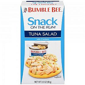 Bumble Bee Ready to Eat Tuna Salad with crackers F10-0242501-9200 - 3.5 oz box containing 2.9 can tuna salad and crackers package.