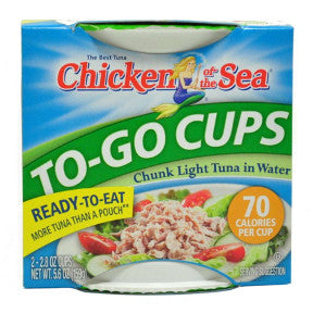 Chicken of the Sea® Chunk Light Tuna Cups F10-0256001-2100-Two 2.8 oz. cups of light tuna. 70 Calories per cup.