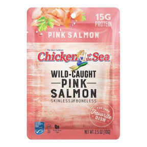 Chicken of the Sea Pink Salmon - 2.5 oz F10-0256004-7000 - premium wild-caught Alaskan pink salmon in sealed pouch. 97% Fat Free. High In Protein.