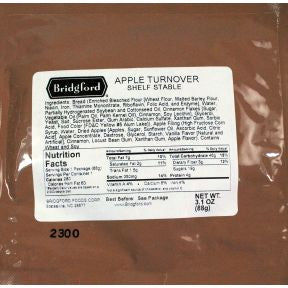 Bridgford Apple Turnover F10-0539131-8200 - 3.1 oz Shelf Stable Apple Turnover.