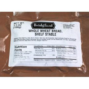 Bridgford Whole Wheat Bread F10-0539153-8200 - 3.5 oz Shelf Stable Bread.