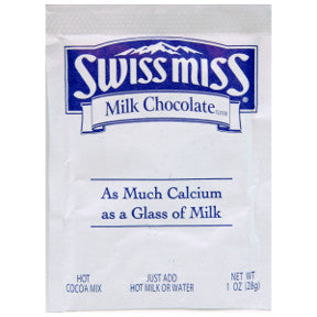 Swiss Miss Milk Chocolate Flavor Hot Cocoa Mix F20-1002301-7100 - .73 oz milk chocolate flavor hot cocoa beverage mix in individual size packet