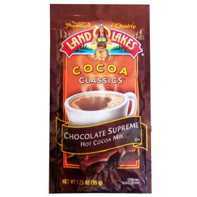 Land O Lakes Cocoa Classics Supreme Chocolate F20-1006202-7200 - 1 1/4 oz supreme chocolate flavor hot cocoa beverage mix in individual size packet. A convenient travel size for on the go.