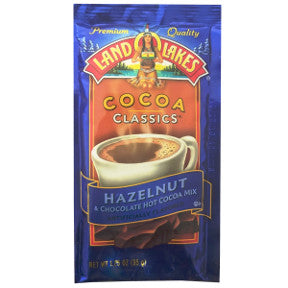 Land O Lakes Cocoa Classics Hazelnut Chocolate F20-1006210-7200 - 1 1/4 oz hazelnut chocolate flavor hot cocoa beverage mix in individual size packet. A convenient travel size for on the go.