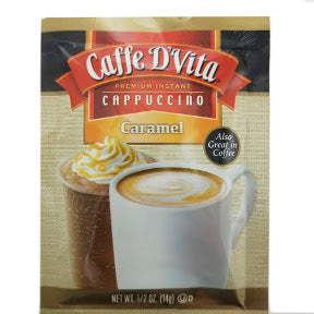Caffe Dvita® Cappuccino - Caramel F20-1334905-8200-1/2 oz. packet premium instant cappuccino.