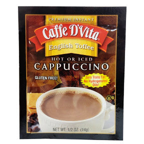 Caffe Dvita® Cappuccino - English Toffee F20-1334906-8200-1/2 oz. packet premium instant cappuccino.