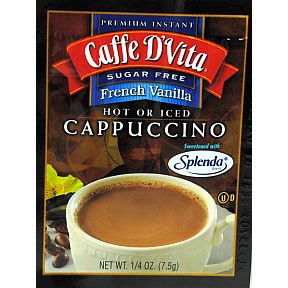 Caffe Dvita® Cappuccino - Sugar Free French Vanilla F20-1334921-8200-1/4 oz. packet premium instant cappuccino.