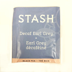 Stash Earl Grey Decaf Tea F20-1623703-0000 - Single tea bag in sealed packet. 100% natural ingredients. Blended black teas with oil of bergamot.