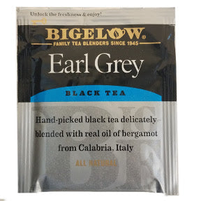 Bigelow Earl Grey Tea F20-1623803-0000 - Single tea bag in sealed packet.