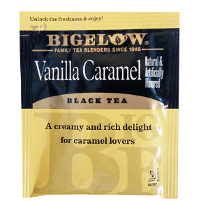 Bigelow Vanilla Caramel Tea F20-1623813-0000 - Single tea bag in sealed packet.