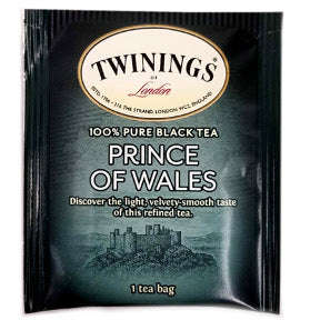 Twinings of London Prince of Wales Tea F20-1626904-0000 - Single tea bag in sealed packet. This blend is light in color and has a smooth and mild taste, with a well-rounded character.