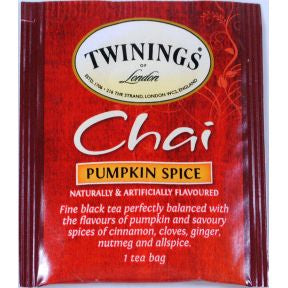 Twinings of London Pumpkin Spice Chai Tea F20-1626946-0000 - Single bag in sealed packet.