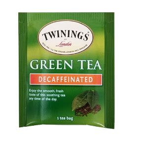 Twinings of London Decaffeinated Green Tea F20-1726901-0010 - Single tea bag in sealed packet. Pure and natural. Smooth & refreshing.