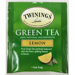 Twinings® of London Green Tea Lemon F20-1726904-0000-Single tea bag in sealed packet. 100% Natural Ingredients.