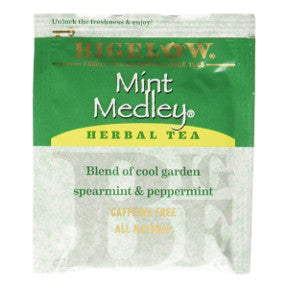 Bigelow Mint Medley Herb Tea F20-1823811-0000 - Single tea bag in sealed packet. A refreshing blend of peppermint and spearmint.