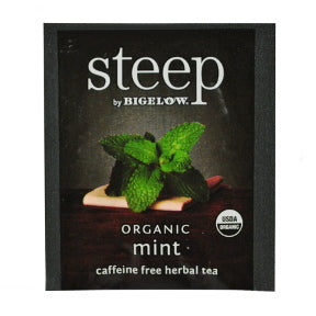Steep by Bigelow® Organic Mint Tea F20-1823851-0000-a single tea bag in sealed packet.