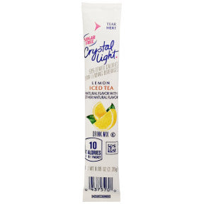 Crystal Light Iced Tea F20-2209016-0100 - 0.08 oz travel size iced tea flavor beverage mix in sealed packet. Sugar Free. 5 calories per serving. Just add 20 oz water. Makes 2 1/2 servings.