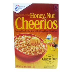 General Mills® Honey Nut Cheerios Cereal(box) F25-2509202-4100 - 13/16 oz travel size sweetened whole grain oat cereal in individual serving size box. With real honey and natural almond flavor.